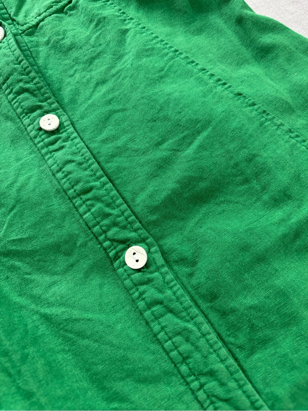 Zara Emerald Green Linen Button-Front Ruffle Mini Dress in XS - Picture 4 of 12